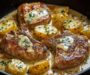 “Garlic Butter Sizzling Pork Chops with Creamy Mashed Potatoes