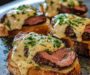 Beef Tenderloin Crostini with Parmesan Cream Sauce