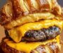 Giant Croissant Sandwich with Steak and Cheese 