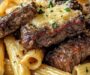 Garlic Butter Steak Tips with Cheesy Rigatoni 