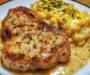 Garlic Parmesan Pork Chops with Cheesy Scalloped Potatoes – pure comfort food! 