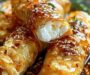 Oven Fried Feta Rolls with Chili Honey