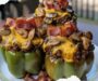 Mushroom BBQ Bacon Cheeseburger Stuffed Peppers 