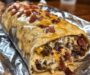 Huge Bacon Cheeseburger Burrito with Bacon & Creamy Cheese Sauce 