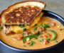 Spicy Jalapeño Popper Soup with Grilled Cheese Dippers