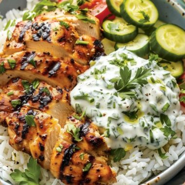 Dump-and-Bake Chicken Tzatziki with Rice