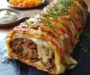 Delicious Puff Pastry Roll with Ground Meat and Melting Cheese